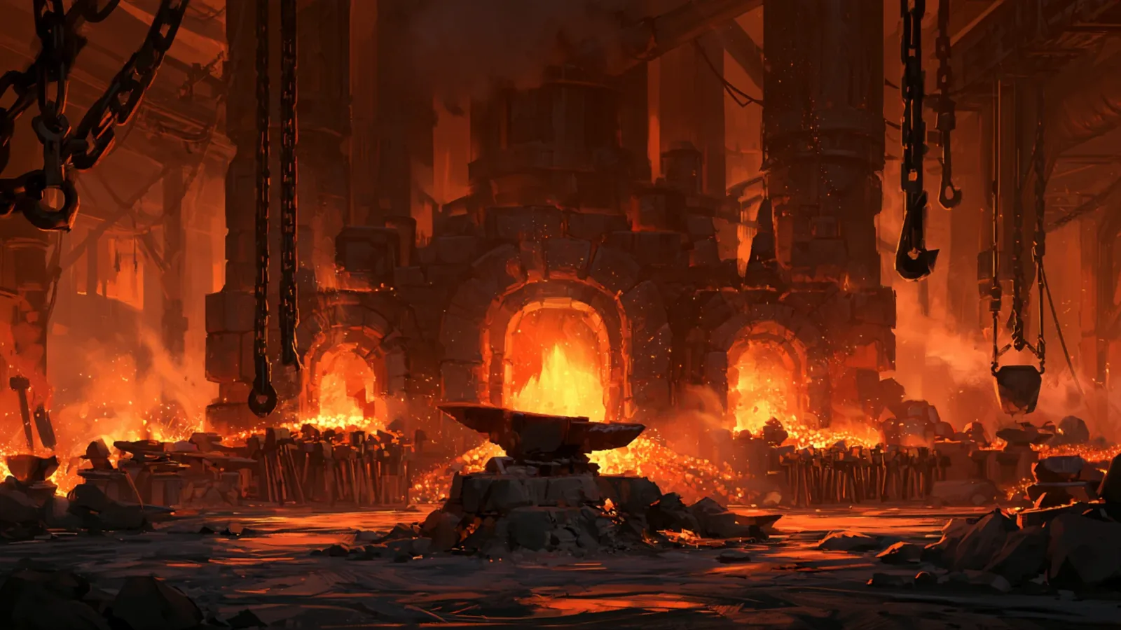 The Forge, lit by its furnaces
