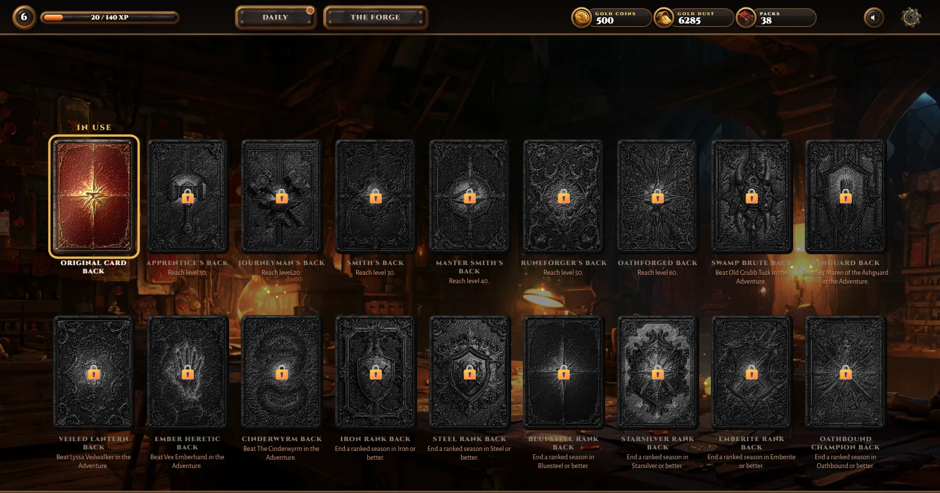 Card backs to earn