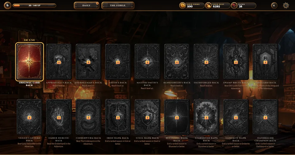 Card backs to earn