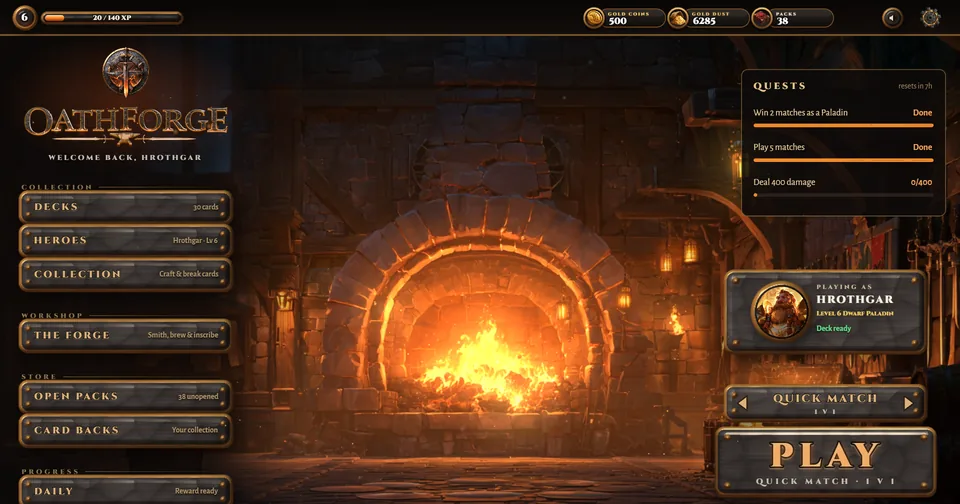 The hearth, where every session starts